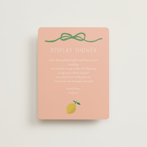 This is a strawberry matcha bridal shower insert cards with standard by Vera Lim called lemonade printing on signature in standard