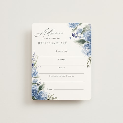 This is a sky bridal shower insert cards with standard by Kate Ahn called english garden printing on signature in standard