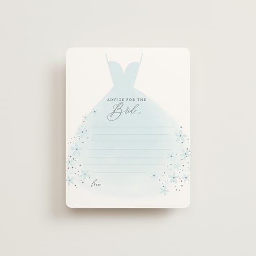 This is a cinderella blue bridal shower insert cards with standard by Itsy Belle Studio called wedding dress printing on signature in standard