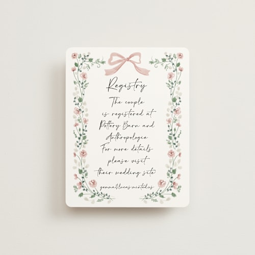 This is a rosebud bridal shower insert cards with standard by Petra Kern called romantica printing on signature in standard