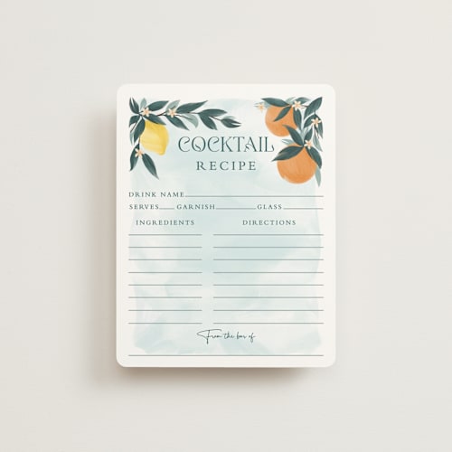 This is a mint bridal shower insert cards with standard by Paper Sun Studio called main squeeze printing on signature in standard