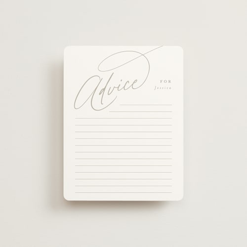 This is a coconut bridal shower insert cards with standard by Joanna Griffin called minimal printing on signature in standard