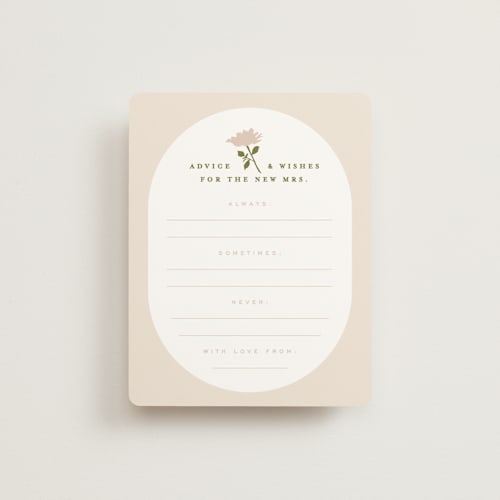 This is a meadow bridal shower insert cards with standard by Owl and Toad called silhouette printing on signature in standard