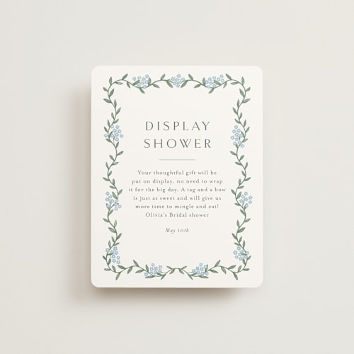 This is a sky bridal shower insert cards with standard by Christy Hy Lee called simple garland printing on signature in standard