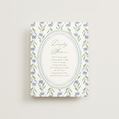 This is a cotswolds bridal shower insert cards with standard by Jackie Crawford called wildflower ribbon printing on signature in standard