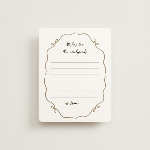 This is a snow bridal shower insert cards with standard by Alethea and Ruth called casual bows printing on signature in standard
