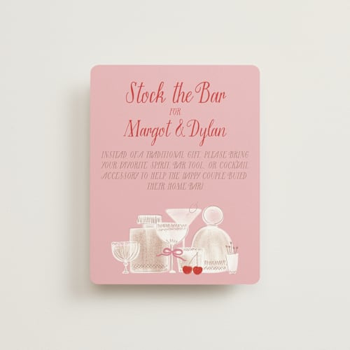 This is a cherry blossom bridal shower insert cards with standard by Jenna Holcomb called mon cheri printing on signature in standard