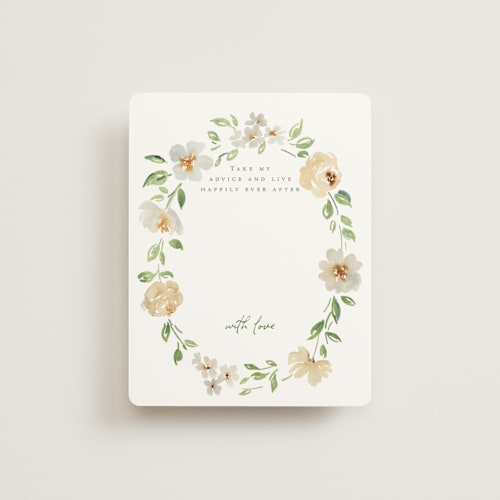 This is a greenery bridal shower insert cards with standard by Petra Kern called elise printing on signature in standard