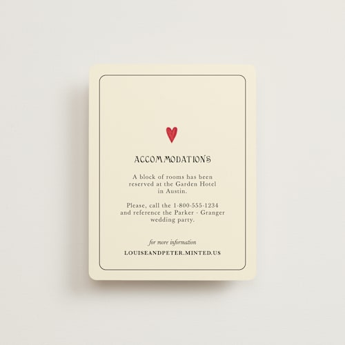 This is a champagne enclosure cards with standard by Helena Vitto called red hearts printing on signature in standard