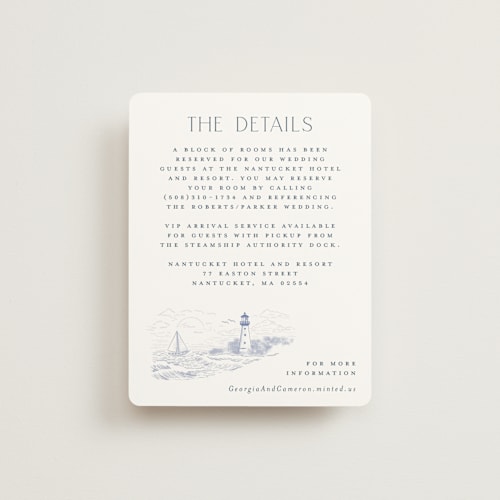 This is a periwinkle enclosure cards with standard by Jenna Holcomb called coastal toile printing on signature in standard