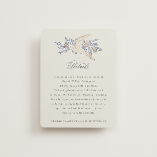 This is a cornflower enclosure cards with foil pressed by Grae called meet me in the garden printing on signature in standard