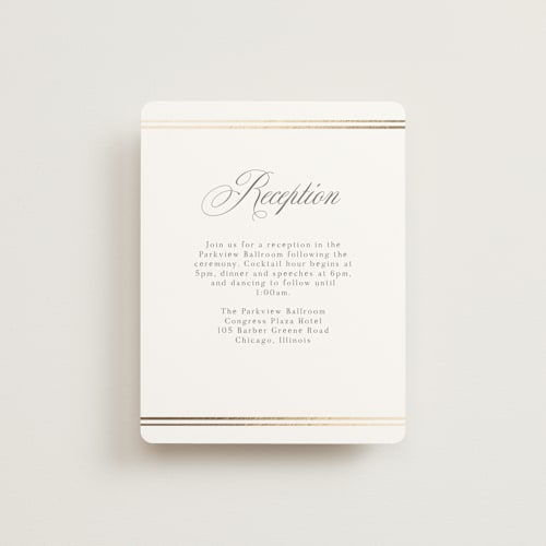 This is a pearl foil stamped wedding invitations with foil pressed by Nicole Walsh called classic elegance printing on signature in standard