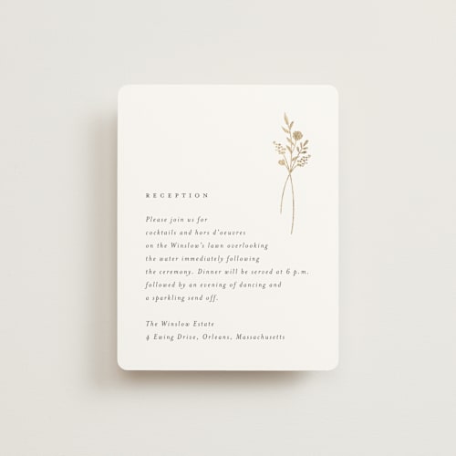 This is a cotton foil stamped wedding invitations with foil pressed by Jennifer Postorino called wildflower printing on signature in standard