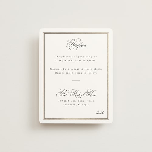 This is a snow foil stamped wedding invitations with foil pressed by Sarah Brown called traditionalist printing on signature in standard