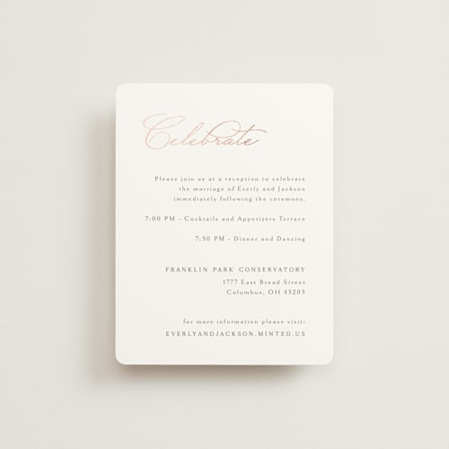 This is a snow foil stamped wedding invitations with foil pressed by Kaydi Bishop called eternal printing on signature in standard