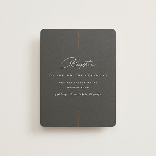 This is a iron foil stamped wedding invitations with foil pressed by Erica Krystek called formal lines printing on signature in standard