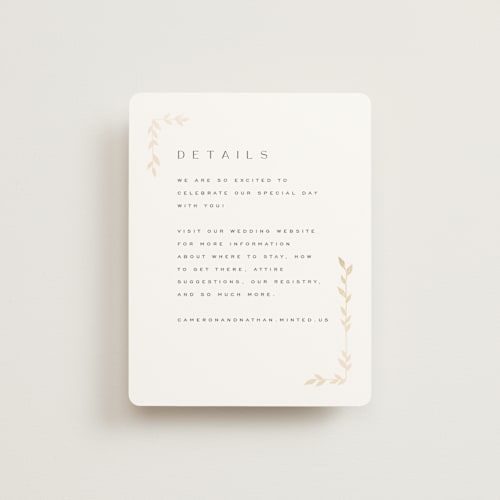 This is a lily foil stamped wedding invitations with foil pressed by Owl and Toad called courtyard printing on signature in standard