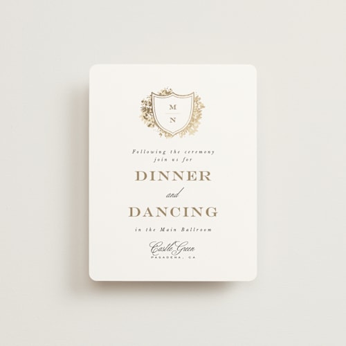 This is a honeysuckle foil stamped wedding invitations with foil pressed by Leah Bisch called heritage printing on signature in standard