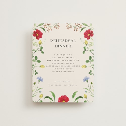 This is a elder flower reception cards with standard by Sarah Knight called wild meadow printing on signature in standard