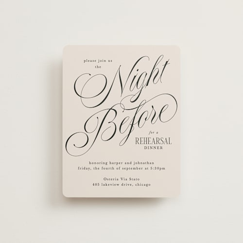 This is a linen reception cards with standard by Kate Ahn called mirin printing on signature in standard