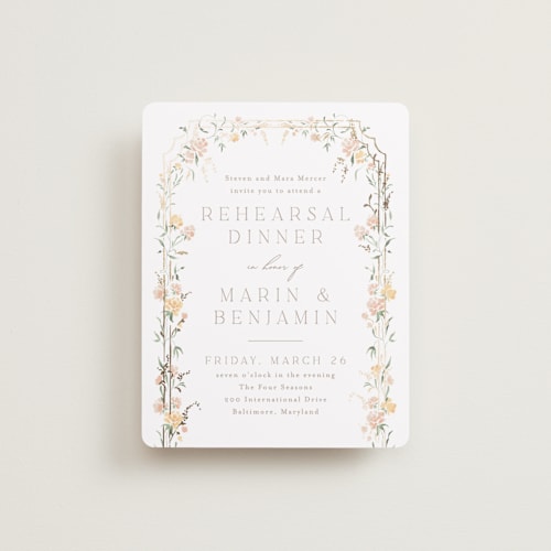 This is a golden summer enclosure cards with foil pressed by Erin L. Wilson called victorian trellis printing on signature in standard