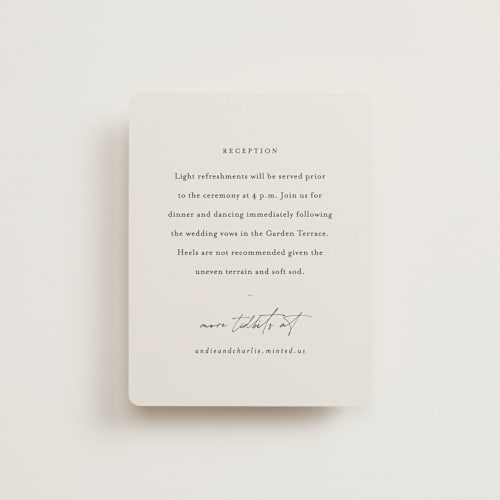 This is a buff reception cards with standard by Sara Hicks Malone called happily ever after printing on signature in standard