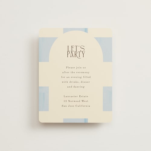 This is a ivory reception cards with standard by Baumbirdy called checker wash printing on signature in standard