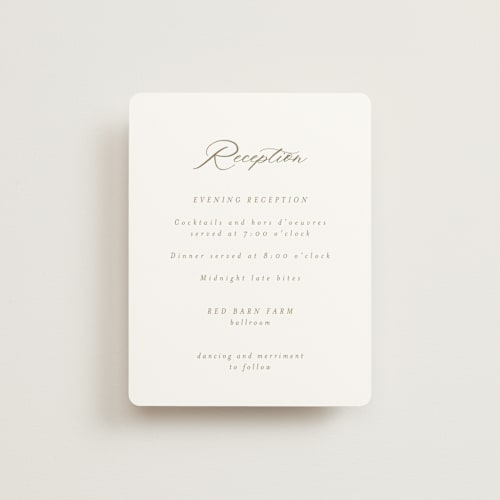 This is a fawn reception cards with standard by AK Graphics called rustic barn printing on signature in standard