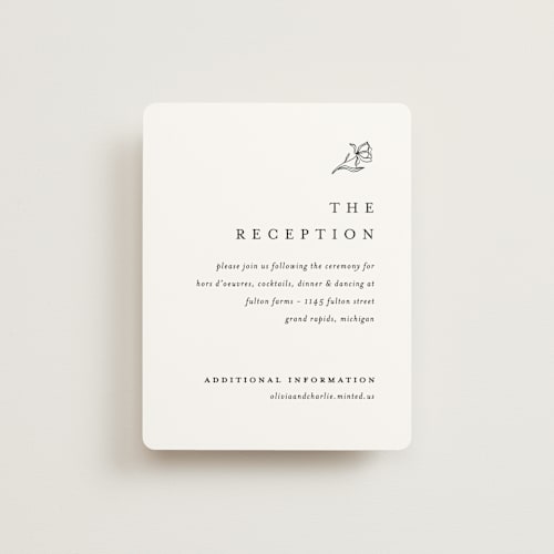 This is a alpine reception cards with standard by Pixel and Hank called floral cascade printing on signature in standard