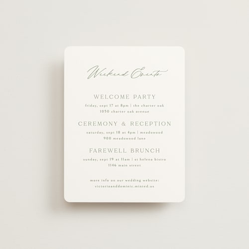 This is a clover reception cards with standard by Kelly Schmidt called victoria printing on signature in standard