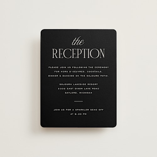 This is a suit reception cards with standard by Pixel and Hank called threaded printing on signature in standard