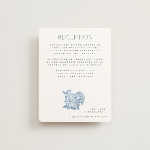 This is a sea reception cards with standard by Jenna Holcomb called coastal toile printing on signature in standard