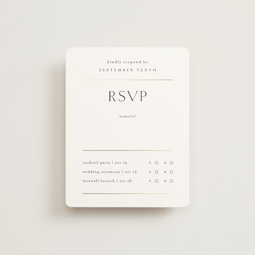 This is a silk rsvp cards with foil pressed by Kelly Schmidt called sophisticate printing on signature in standard