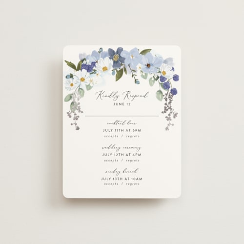 This is a serenity rsvp cards with foil pressed by Susan Moyal called layered florals printing on signature in standard