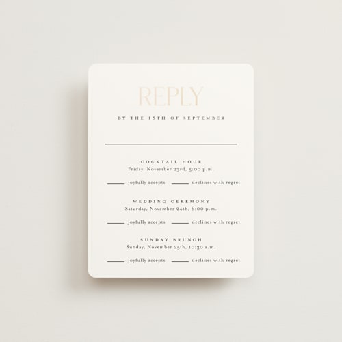 This is a sugar rsvp cards with foil pressed by Jessica Williams called idyllic printing on signature in standard