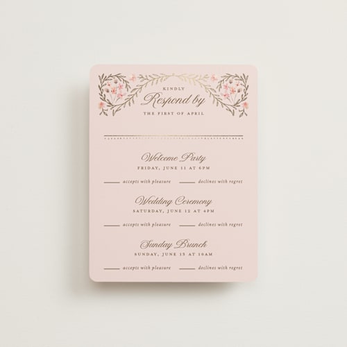 This is a versailles rsvp cards with foil pressed by Claudia Orengo called victorian printing on signature in standard