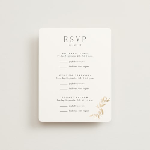 This is a chantilly rsvp cards with foil pressed by Jessica Williams called vining printing on signature in standard