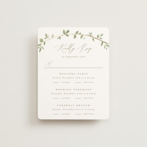 This is a ivy rsvp cards with foil pressed by Everett Paper Goods called canopy printing on signature in standard