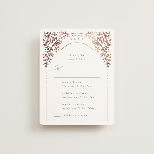 This is a onyx rsvp cards with foil pressed by Ana de Sousa called gilded nouveau frame printing on signature in standard
