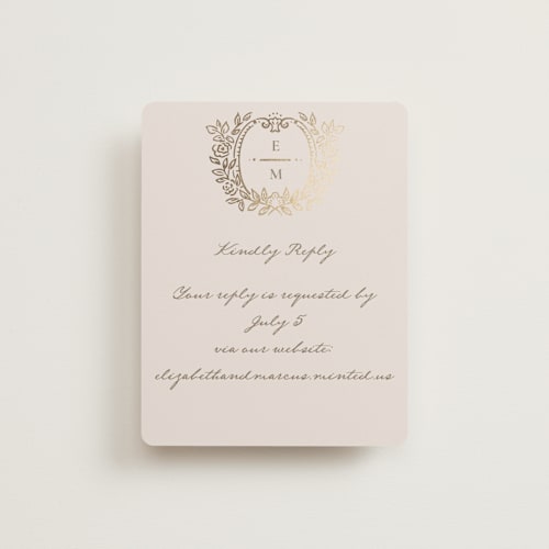 This is a vanilla rsvp cards with foil pressed by Petra Kern called manuet printing on signature in standard