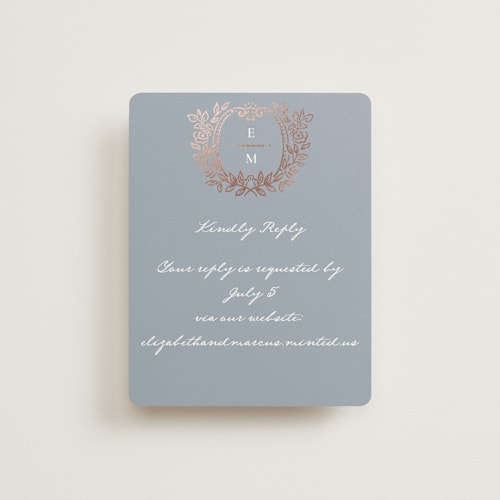 This is a ash rsvp cards with foil pressed by Petra Kern called manuet printing on signature in standard