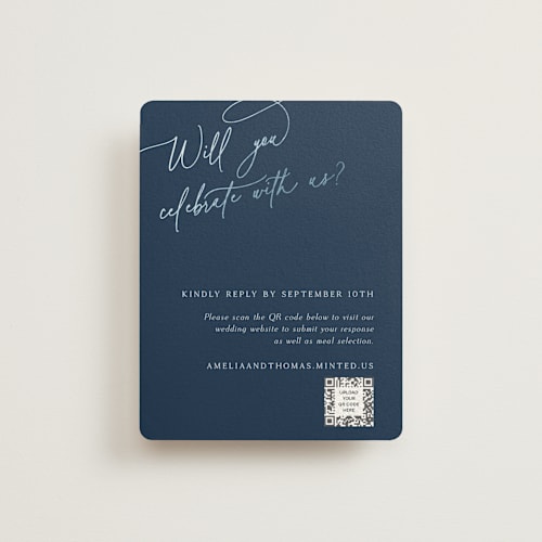 This is a midnight rsvp cards with foil pressed by Kaydi Bishop called the wedding printing on signature in standard