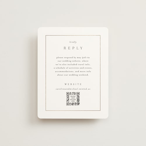 This is a silk rsvp cards with foil pressed by Kelly Schmidt called framed monogram printing on signature in standard
