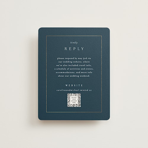 This is a ocean rsvp cards with foil pressed by Kelly Schmidt called framed monogram printing on signature in standard