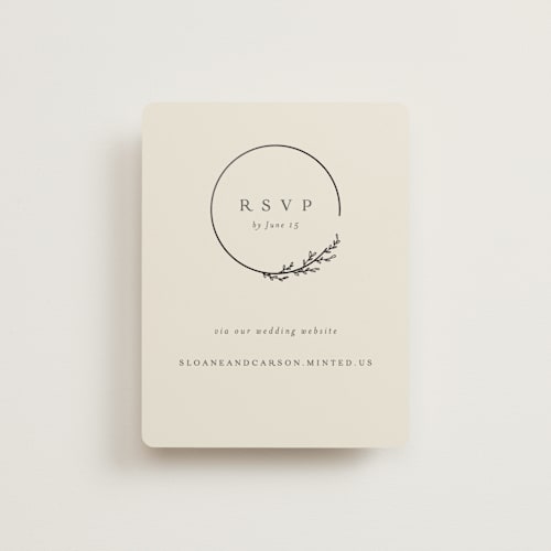 This is a almond rsvp cards with foil pressed by Brianne Larsen called branched printing on signature in standard