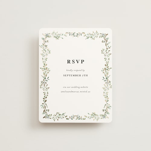 This is a mojito rsvp cards with foil pressed by Susan Moyal called monogramed arch printing on signature in standard