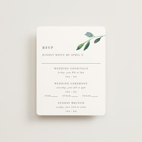 This is a floral rsvp cards with standard by Mere Paper called spring wildflowers printing on signature in standard