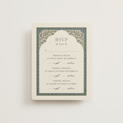 This is a robin's egg rsvp cards with standard by Jen Owens called century printing on signature in standard