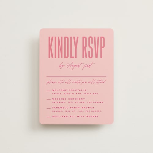This is a fruit punch rsvp cards with standard by Ashley DeMeyere called pop romance printing on signature in standard