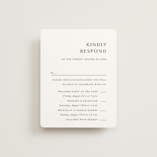 This is a cotton rsvp cards with standard by Jennifer Postorino called align printing on signature in standard